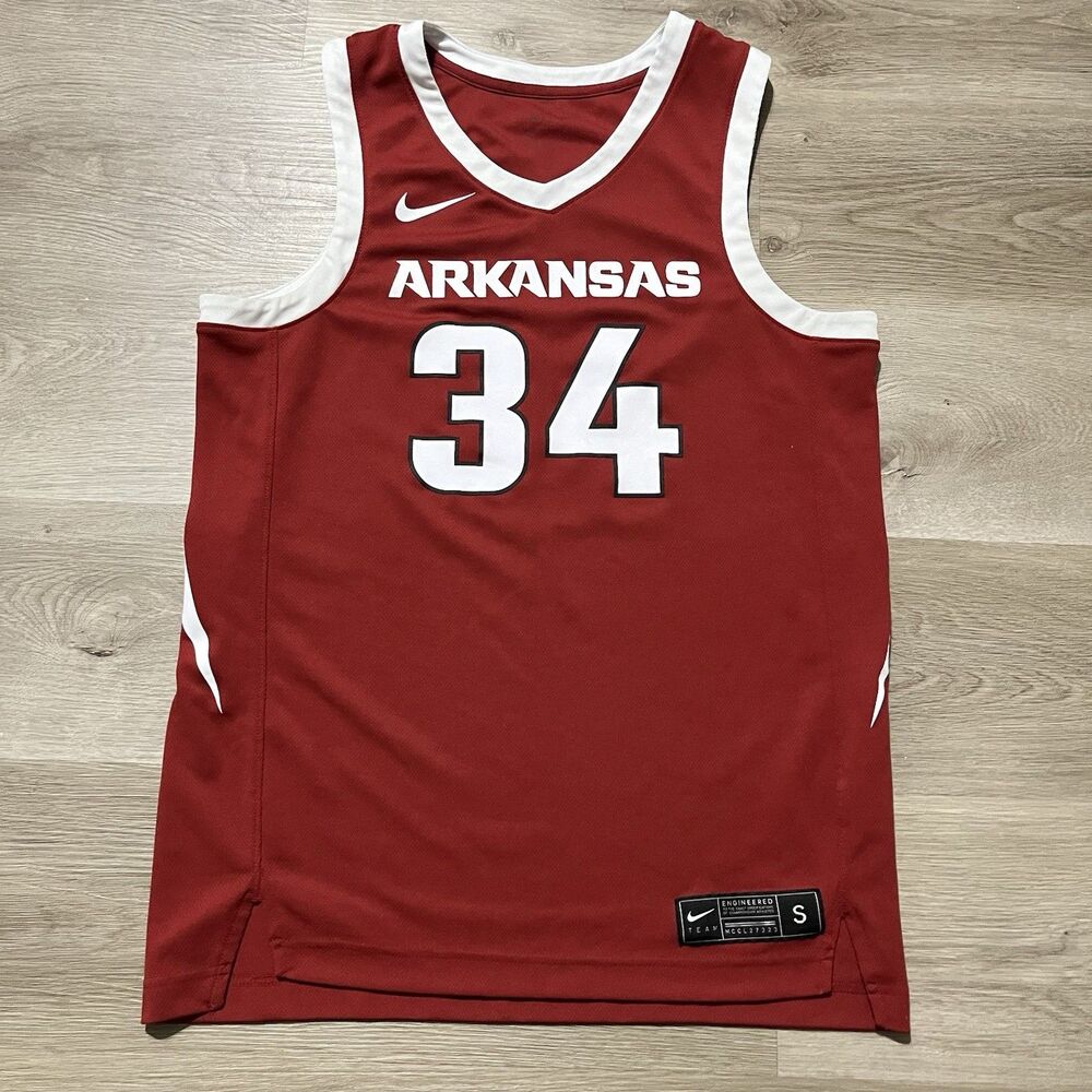 Nike NCAA Arkansas Razorbacks Dri-Fit Basketball Team Jersey #34 Mens Size Small